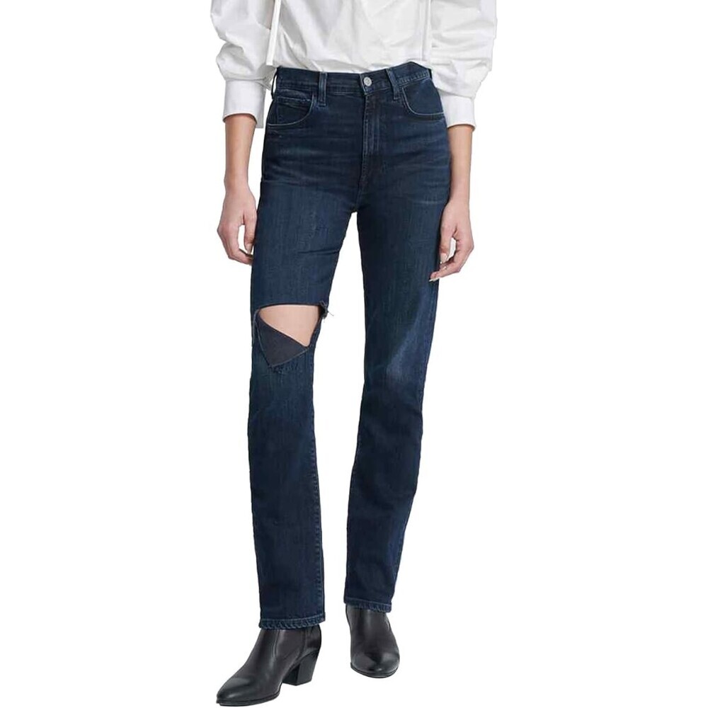 7 For All Mankind Easy Slim in Sunbeam Jeans Women's 26 Blue Denim Ripped RED883